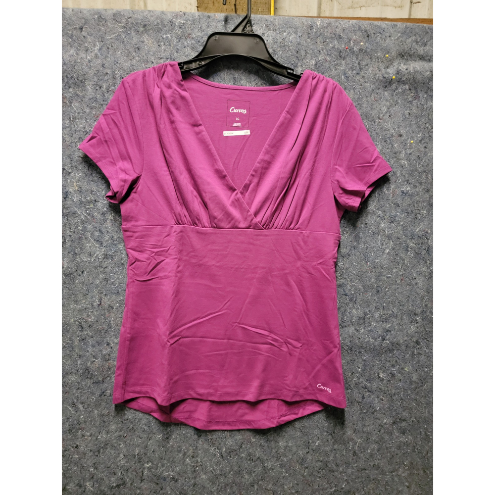 Women's Purple‎ Lined Workout Short Sleeve Size L